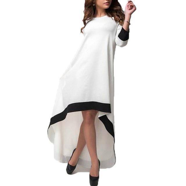Clothing White / S (US 8-10) Plus Size - Long Maxi Asymmetrical Dress (US 8-24W)