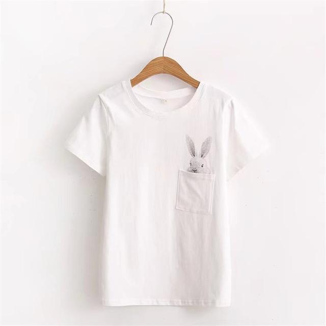 Clothing White / S (US 8-10) Rabbit Cute T-shirts (US 8-16)