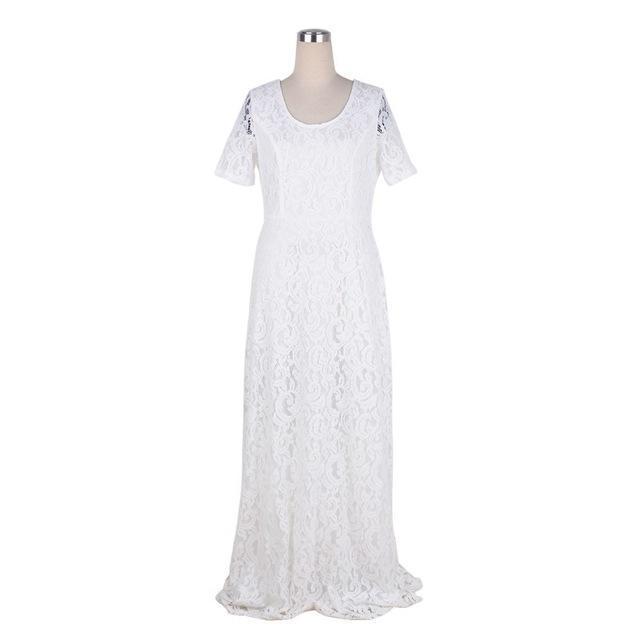 Clothing White / XXXL (US 14W-16W) Plus Size - Women Elegant Lace Party Dress 7XL 8XL 9XL Short Sleeve Floor Length Summer Casual Long Maxi Dress (US 14W-26W)