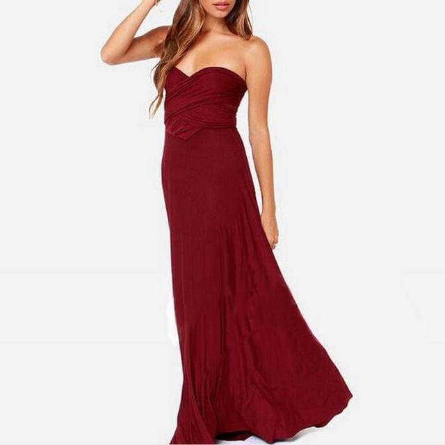 Clothing Wine Red / S (US 10-12) Plus Size - The Wonder Maxi Dress, Beautiful Infinity multi way convertible dresses  (US 10-16W)