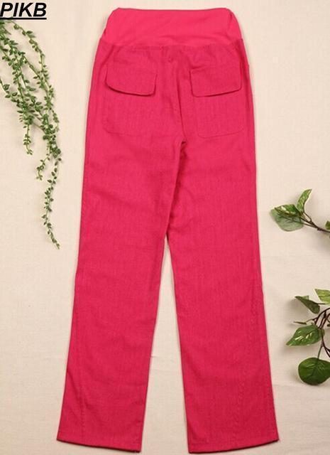 Clothing wine red / S (US 29) Elastic waist women  Linen pants, wide leg pants casual pants top straight pants loose trousers ( Up to 31" waist)
