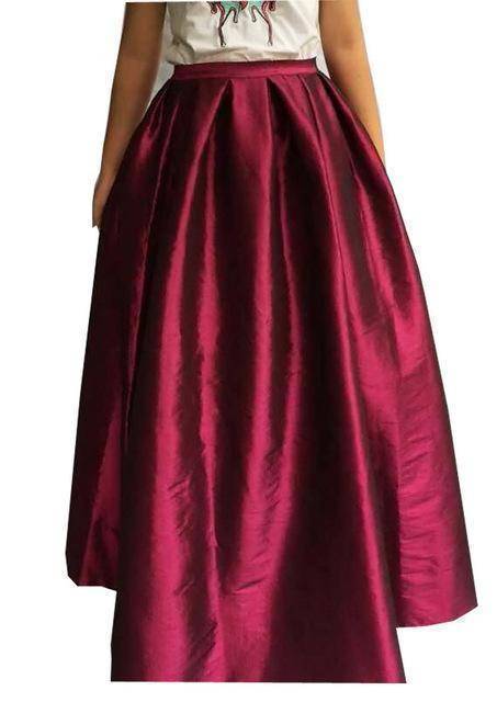 Clothing Wine red / S (US 4-6) Maxi Long Skirt Floor Length Ladies High Waisted Skirts  (US 4-20W)