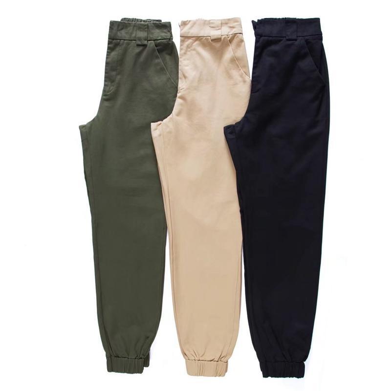 Meihuida Casual Cargo Trousers for Women Cotton Pants Solid Punk Loose Long  Sports