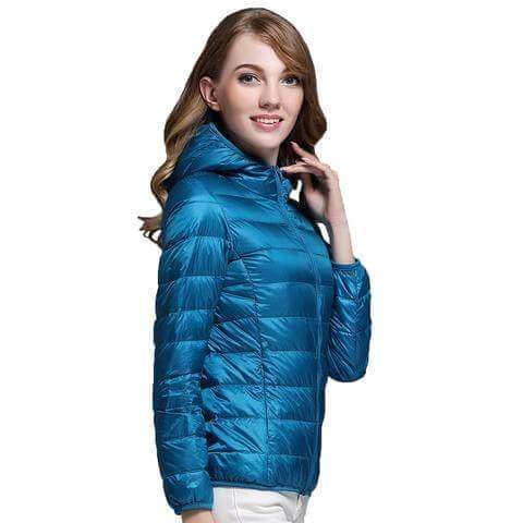 clothing Winter Women Ultra Light Down Jacket 90% Duck Down Hooded Jackets Long Sleeve Warm Slim Coat Parka Female Solid Portabl Outwear (US 6-20W)