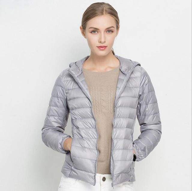www. - Winter Women Ultra Light Down Jacket 90% Duck Down Hooded  Jackets Long Sleeve Warm