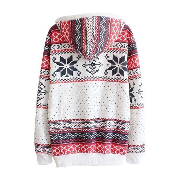 Clothing Winter Women Xmas Snowflake Sweatshirt Hoodies Top Sweats Fleece Pullover New Plus size (US 6-18W)