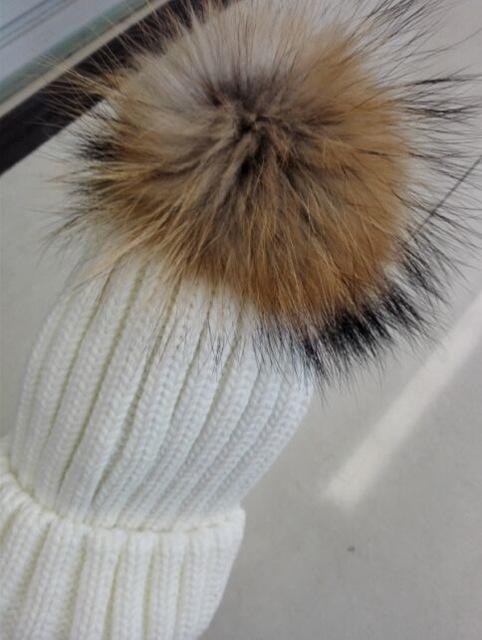 Clothing without rhinestone Removable Winter Warm Fur Pom pom Knitted bling Hats,  Skullies Beanie With 15cm Fur Ball