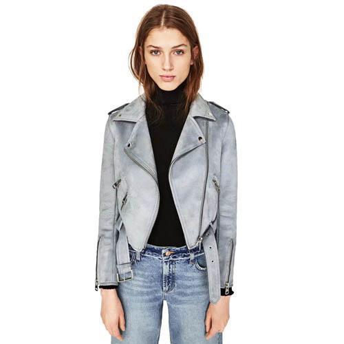 Clothing Women autumn winter  Motorcycle Suede coat jacket, black khaki gray (US 4-14)