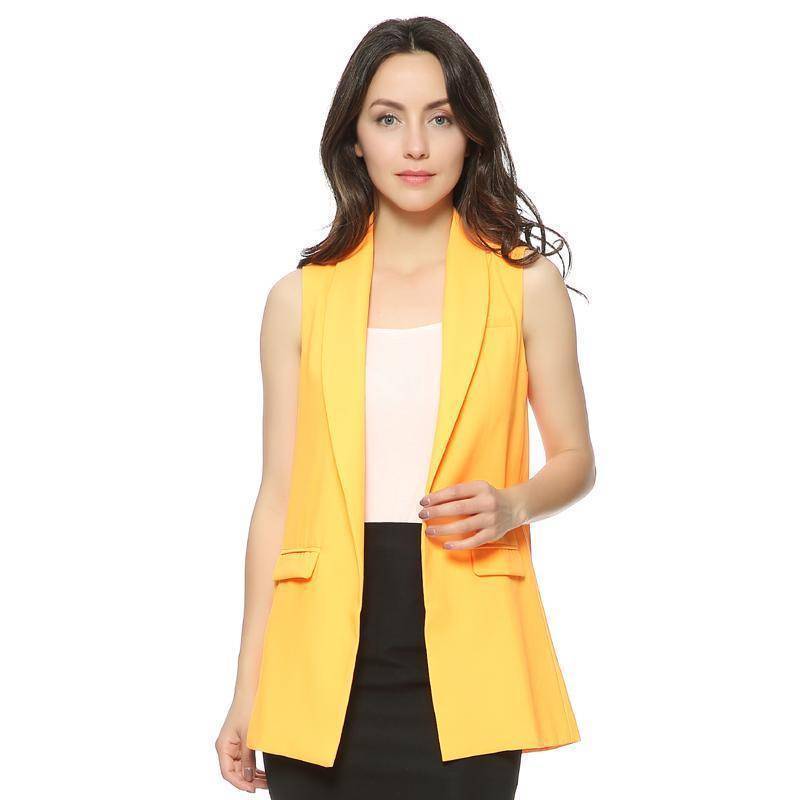 clothing Women Fashion elegant office lady pocket coat sleeveless vests jacket outwear casual brand WaistCoat colete feminino MJ73 (US 6-16)