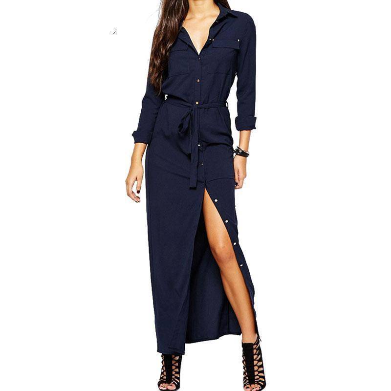www.Nuroco.com - Women Long Sleeve Maxi Dress Spring New Fashion Collar Buttons Long Shirt Dresses www.Nuroco.com - Women Long Sleeve Maxi Dress Spring New Fashion Collar Buttons Long Shirt Dresses