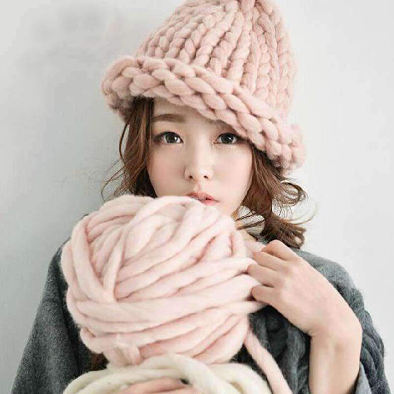 Clothing Women winter skullies and beanies, Handmade Knitted Coarse women Knit Cap, skullie Crochet hat