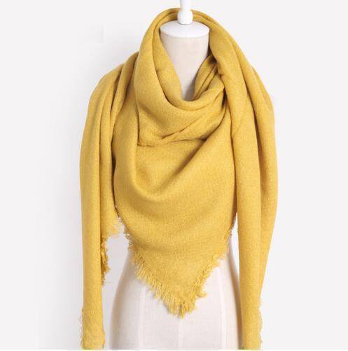 clothing yellow Oversize Solid Color Winter Square Scarf, XL Women Blankets,  Luxury Shawl 140cm x 140cm