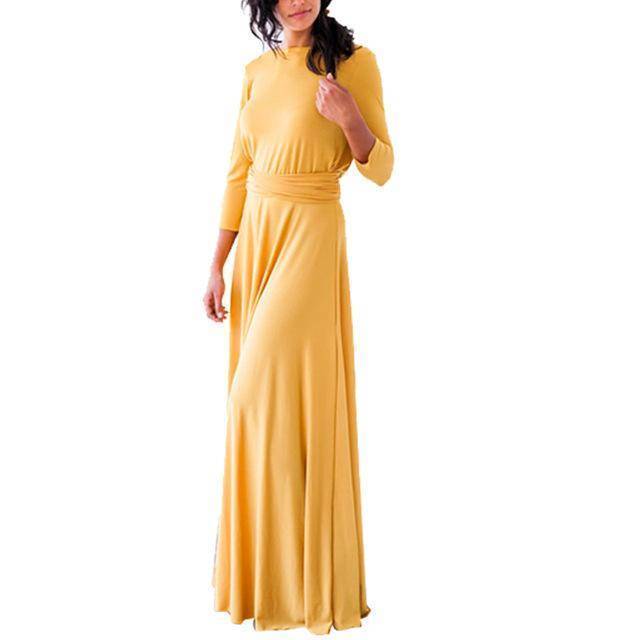 clothing Yellow / US 2 - 4 The Wonder Dress - Long Sleeve Design, Multi way, infinity convertible dreses,  Petite Sizes (US 2- 10)