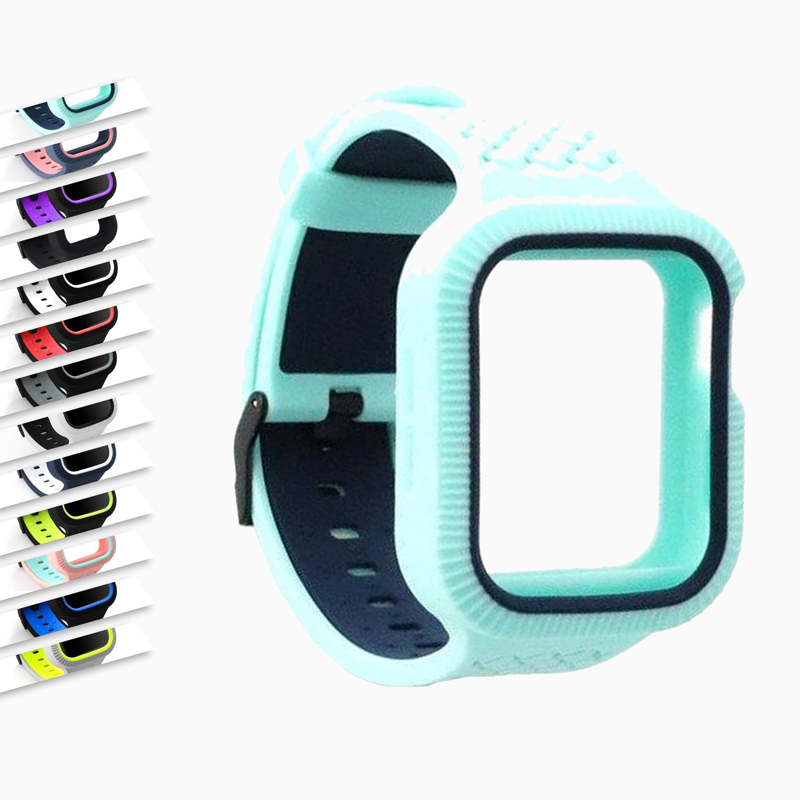 Watchbands Durable Fashion Silicone case+ strap For apple watch band iwatch 44mm 40mm series 6 5 4 correa pulseira bracelet watchband belt Men Women Unisex
