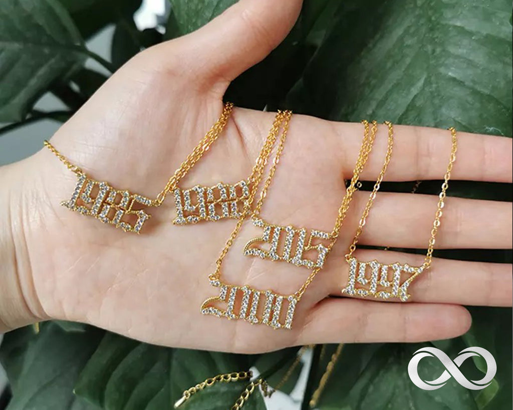 Chain Necklaces Crystal Letter Pendant Necklace For Women Zircon personalized custom years Number Initial 19961997 1998 Year Necklace Birthday Gift Collares BFF/Chain Necklaces, jewelry, gold, silver, rose gold