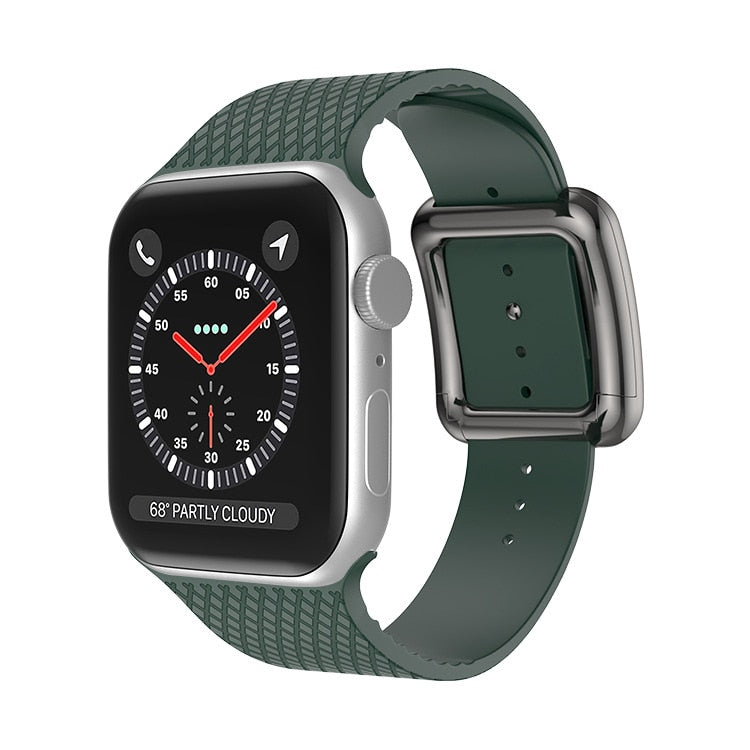 50％ Off | Modern Buckle Strap For Apple Watch Band 45mm 41mm 44mm/40mm 42mm/38mm Silicone Magnetic Bracelet For iWatch Series 5 4 3 6 SE 7
