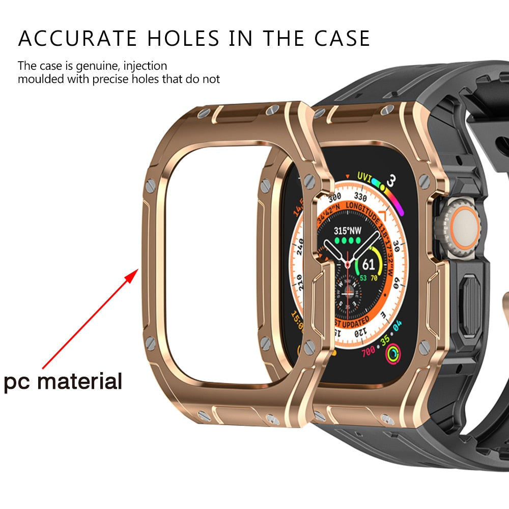 Modification Kit Carbon Fiber Cas for Apple Watch Ultra 49mm Fluororubber  Band