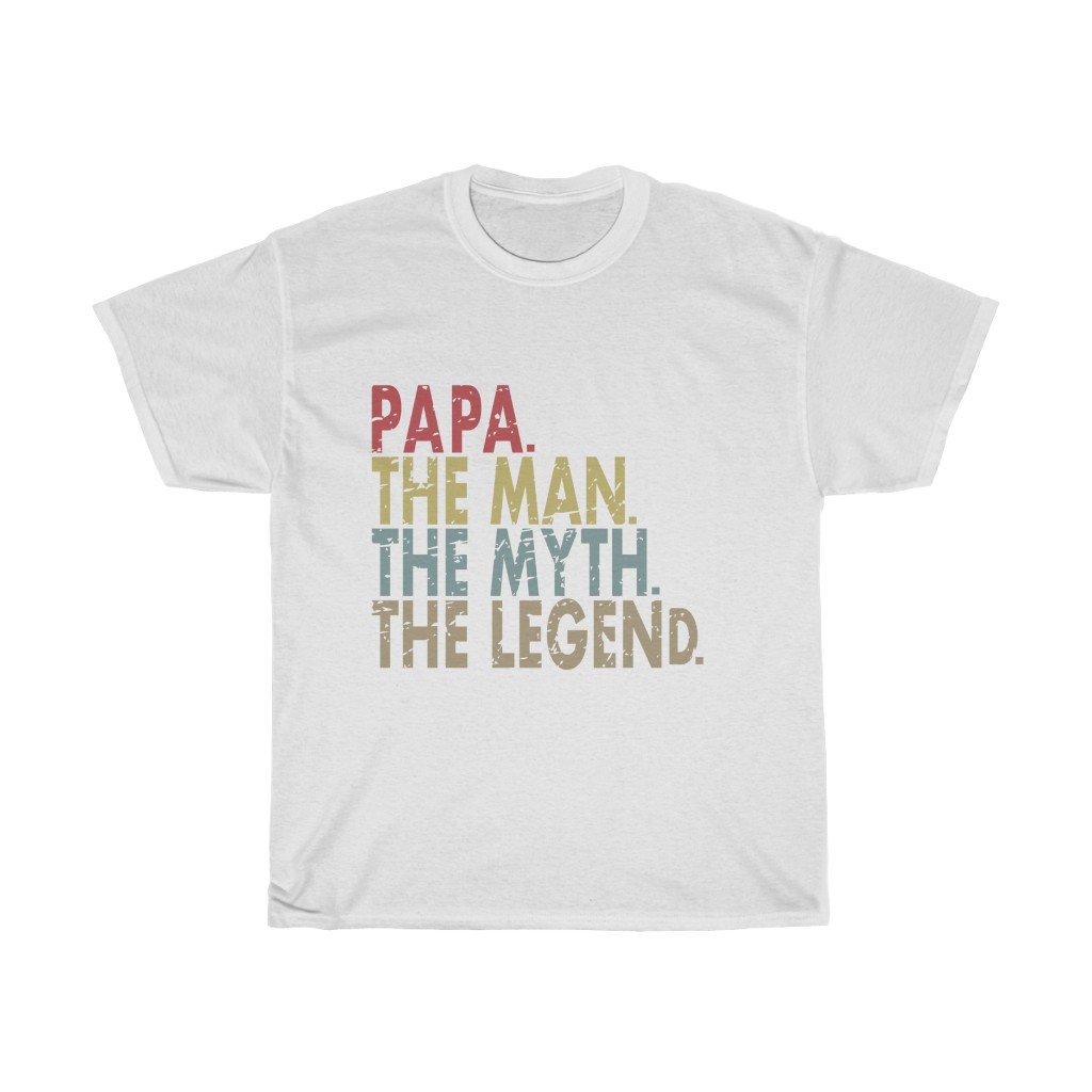 T-Shirt White / S Papa The Man The Myth The Legend men tshirt tops, short sleeve cotton man tee shirt t-shirt, small - large plus size