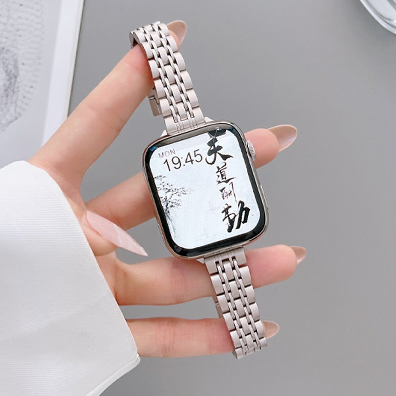 Luxury AP Strap For Apple Watch 8 Ultra 49mm 7 45mm 41mm watchband For  iWatch 6 SE 44mm 40mm Band Stainless Steel Soild Bracelet
