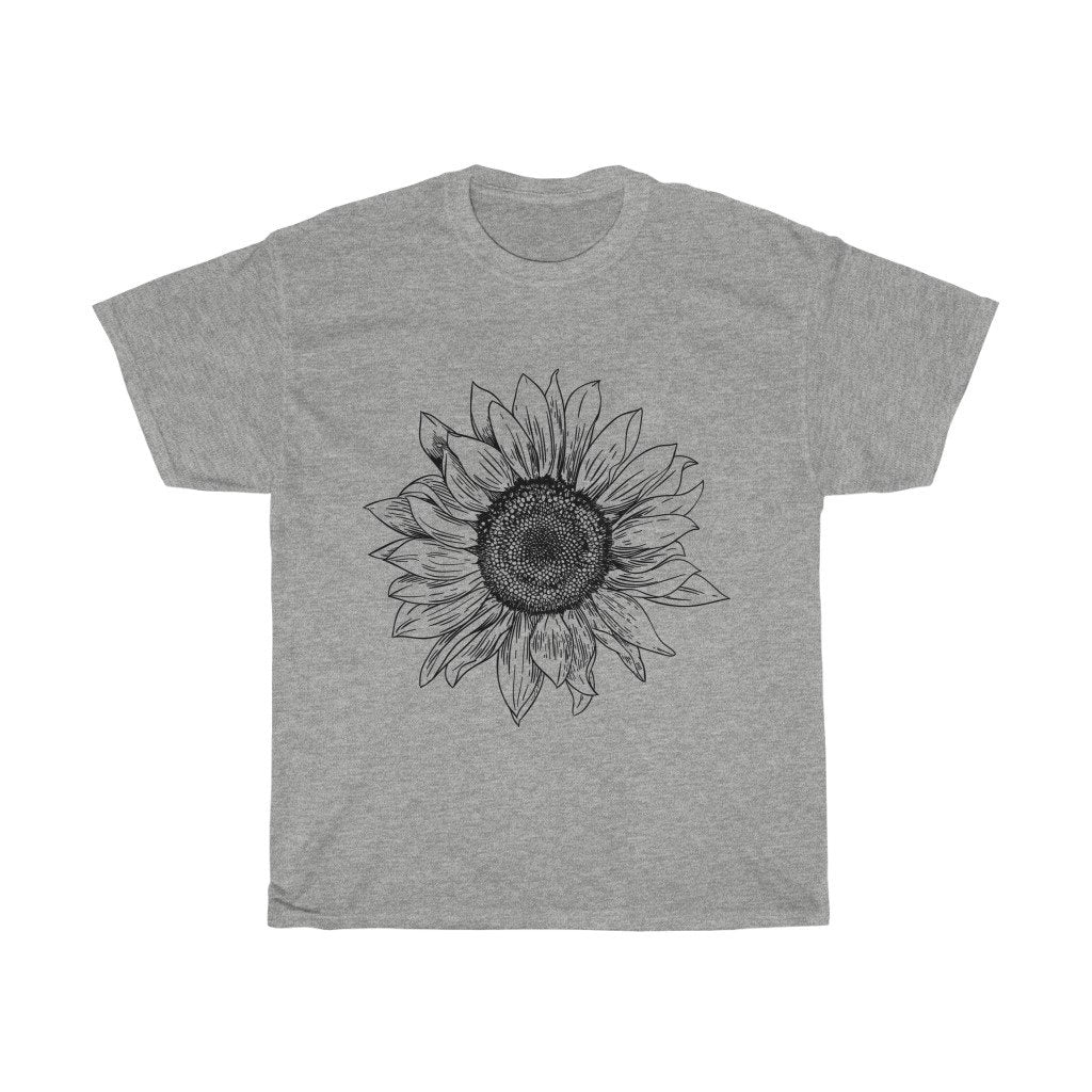 T-Shirt Sport Grey / S Sunflower Rising ~ Womens Sunflower Tee, Flower Tee Shirt, Botanical Tee, wildflower shirt, fall tee, flower tshirt, sunflower shirt