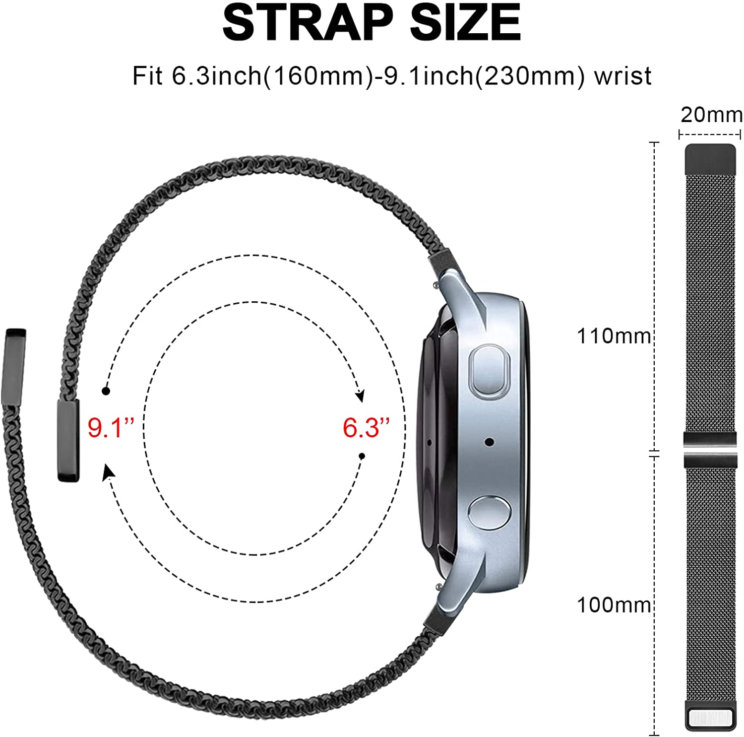 Compatible for Amazfit GTS 3 Band, YOUkei Quick Release Stainless Steel  Metal Replacement Straps Compatible with Amazfit GTS 2 / GTS 2 Mini/GTS 3
