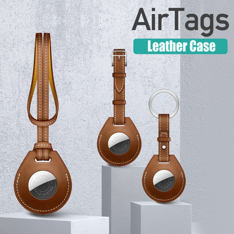 AirTag Case For Apple Air Tag Cover Tracker LEATHER Car Key Ring Protective