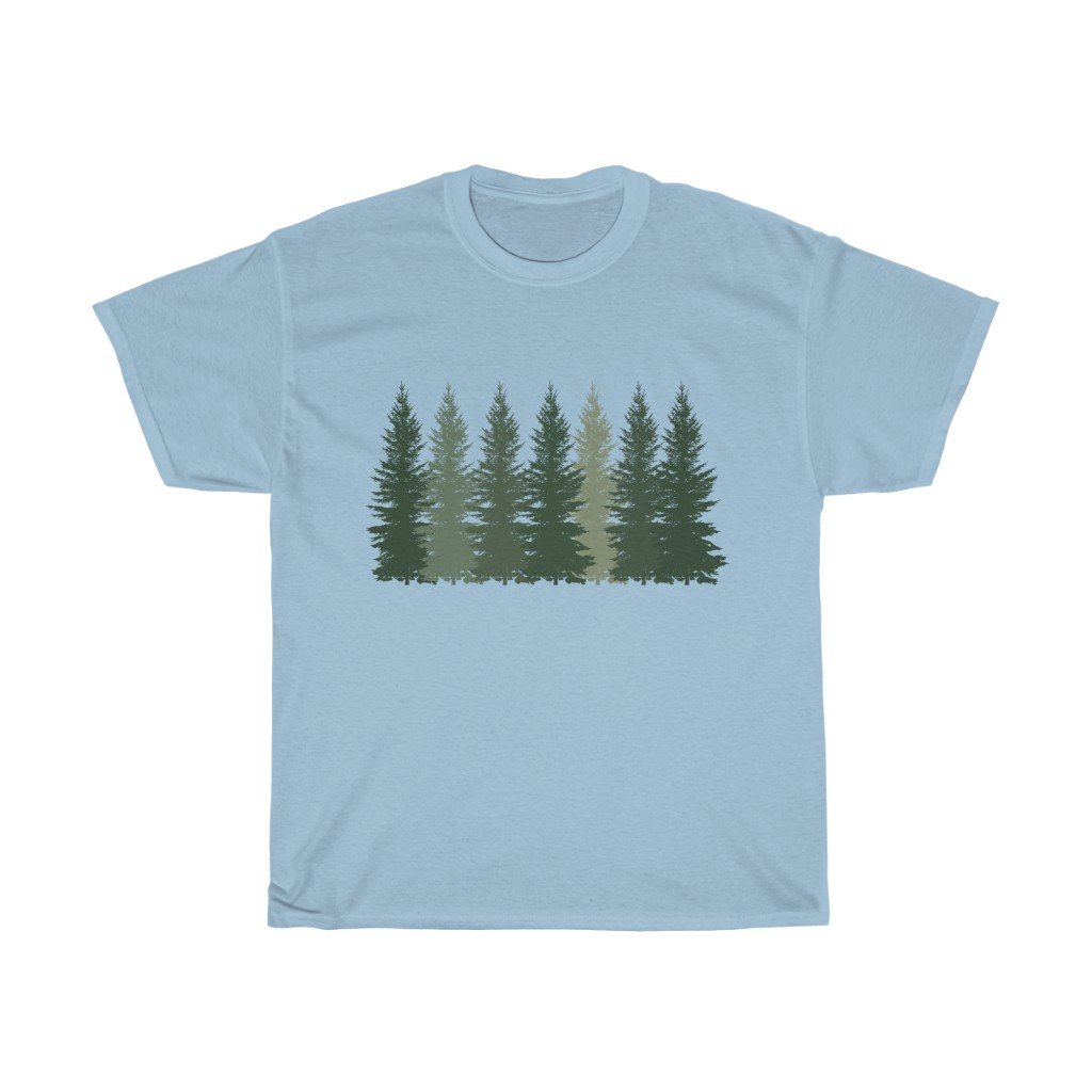 T-Shirt Light Blue / S Trees t shirt, Men's T-shirt, Nature shirt, Hiking shirt, Graphic Tees, Forest Tshirt - Made in Usa