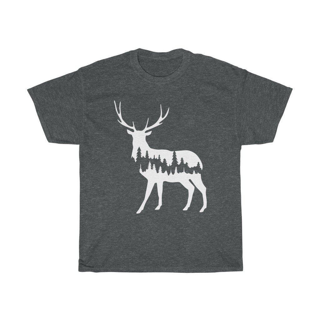T-Shirt Dark Heather / S Deer Shadow shirt design, simple plain design animal prints, cute tee for men & women, unisex tee-shirts, plus size shirts