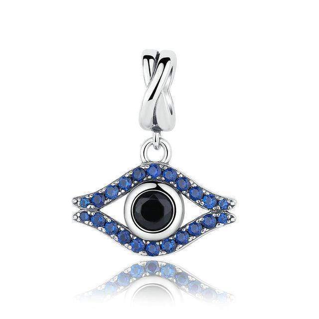 925 Sterling Silver Beads Blue Eyes Fatima Hamsa Hand Charm Beads fit Original PAN Charm Bracelet