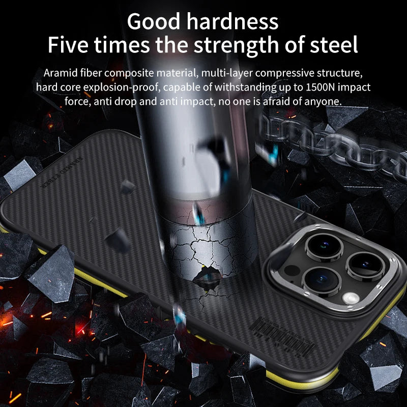 64％ Off | Kevlar Carbon Fiber Aramid Shock Absorption Case for iPhone 15 14 Plus 13 Pro Max Magnetic Wireless Charging Shockproof Cover
