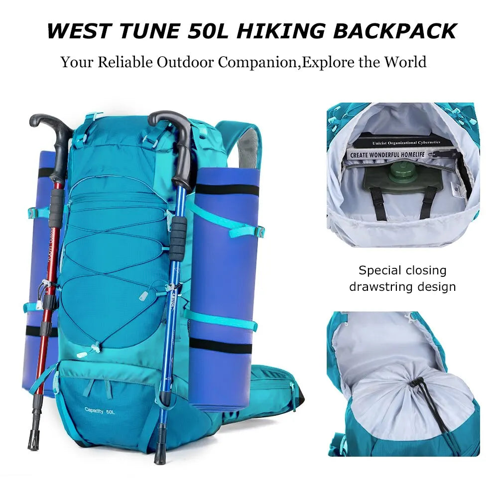 WESTTUNE 50L Hiking Backpack with Rain Cover Multifunctional Mountaine www.Nuroco.com WESTTUNE 50L Hiking Backpack with Rain Cover Multifunctional Mountaine www.Nuroco.com
