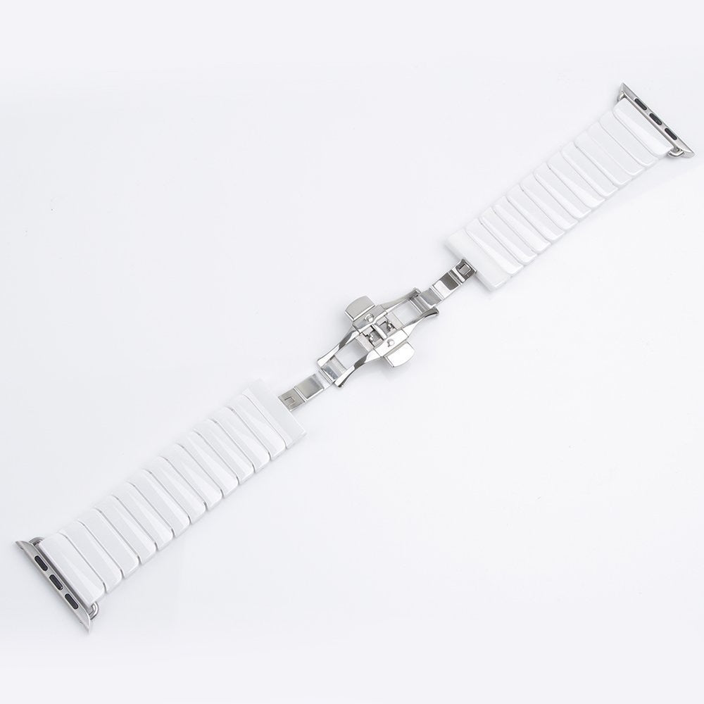 Ceramic Strap For Apple Watchband 7 6 5 Butterfly Buckle Replacement
