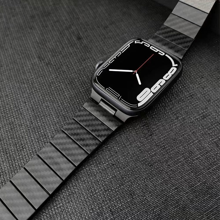 Carbon Fiber Watch Band For Apple Watch 7 45mm 44mm 42mm 41mm 40mm 38mm Bracelet Sports Strap For Iwatch 7 6 5 4 3 Se With Tool - Watchbands