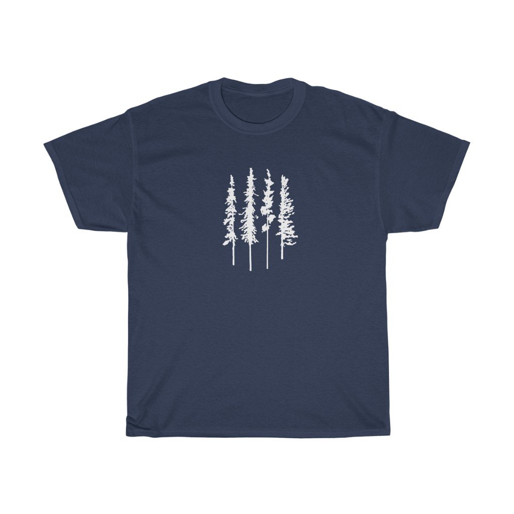 T-Shirt Navy / S Skinny Pine Trees men tshirt tops, short sleeve cotton man tee shirt t-shirt, small - large plus size