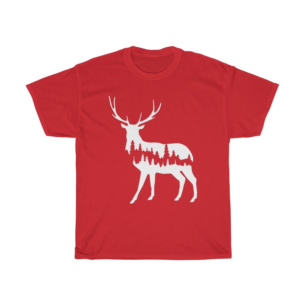 T-Shirt Red / S Deer Shadow shirt design, simple plain design animal prints, cute tee for men & women, unisex tee-shirts, plus size shirts