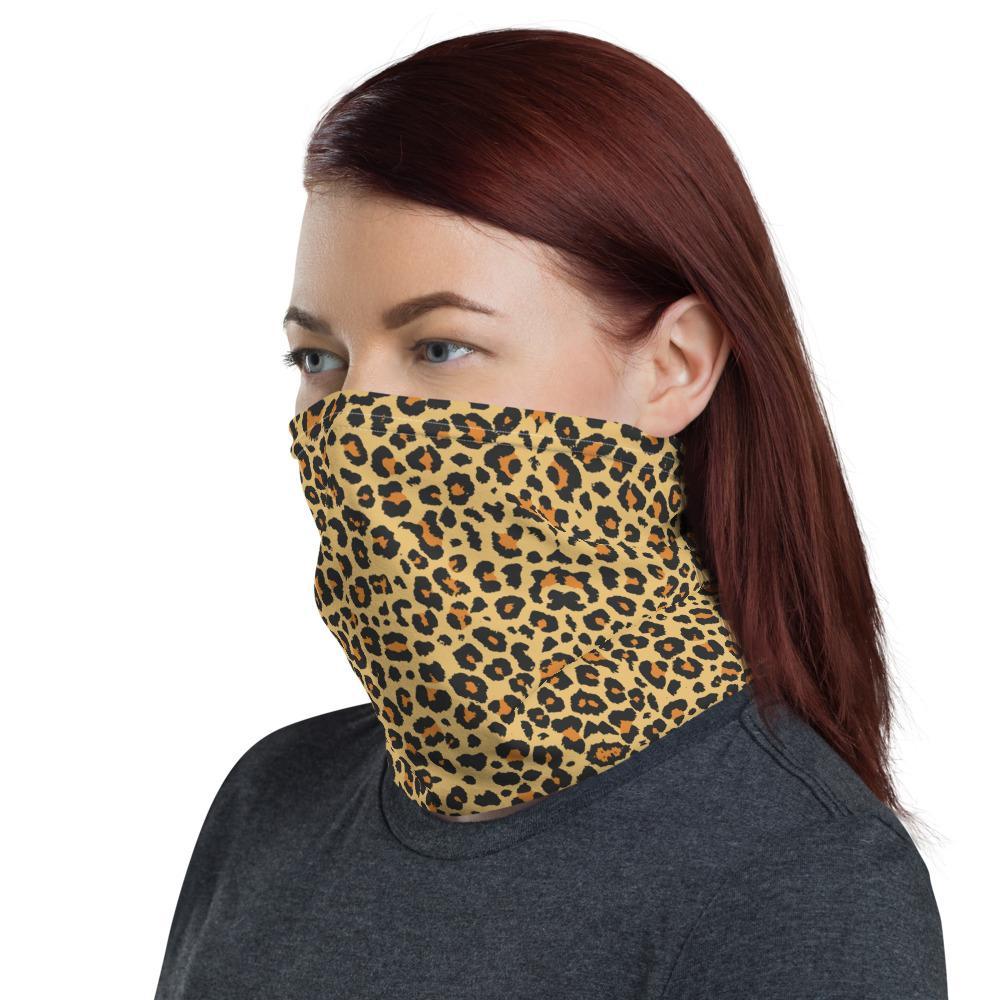 Leopard cheetah safari animal brown black spots print pattern Neck Gaiter, face cover fabric, comfortable mask Washable Reusable bandana  - US Fast Shipping