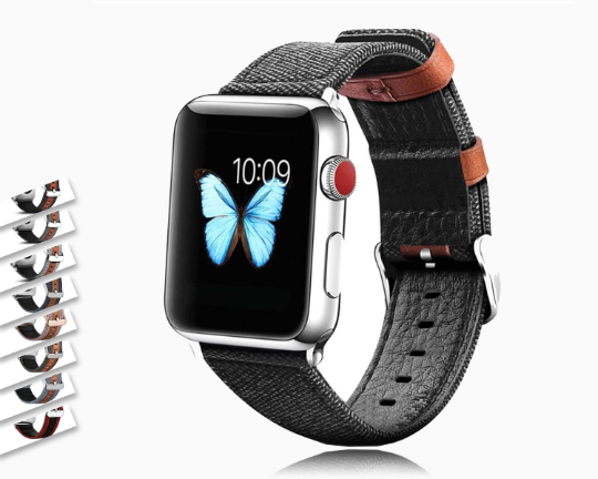 Watchbands Durable Fabric & Genuine Leather Bracelet For Apple Watch Band Accessories iWatch 38mm 40mm 42mm 44mm Series 5 4 3 2 1 |Watchbands| Unisex