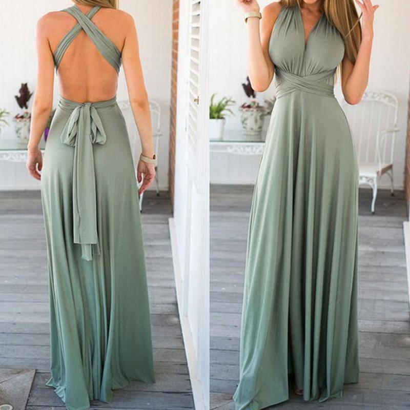 Sexy Women Bandage Maxi Dress Red Beach Long Dress Multiway Bridesmaids Convertible