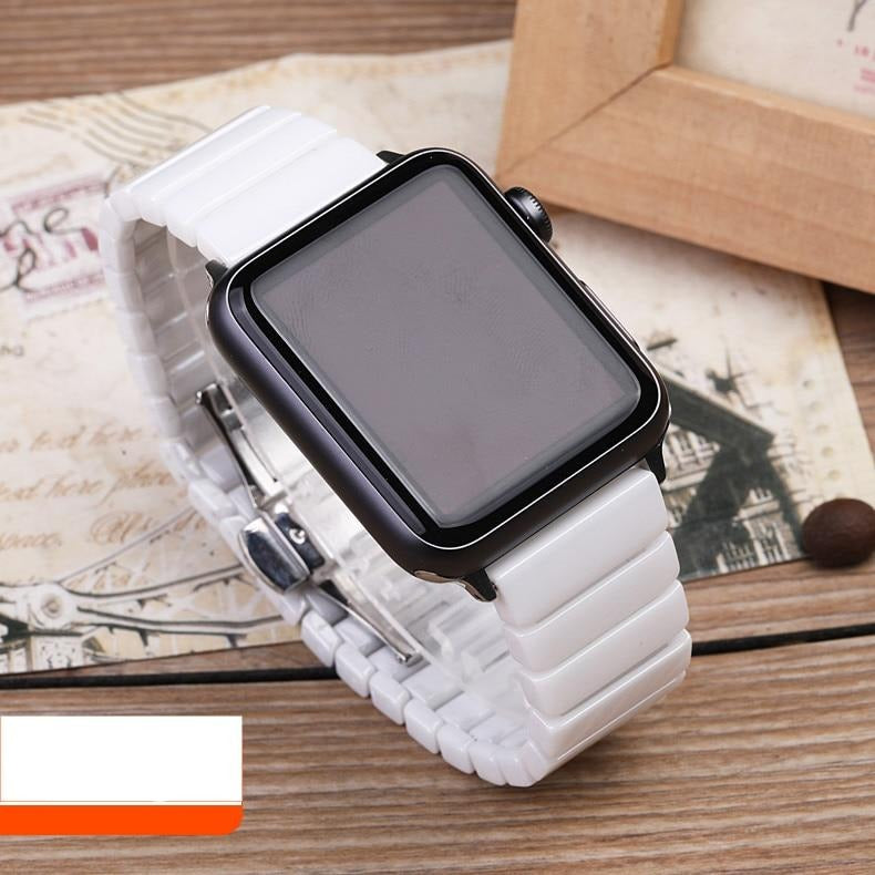 Ceramic Strap for Apple Watch Band 44mm 40mm 42mm 38mm Accessories Stainless Butterfly buckle bracelet iWatch series 6 se 5 4 3