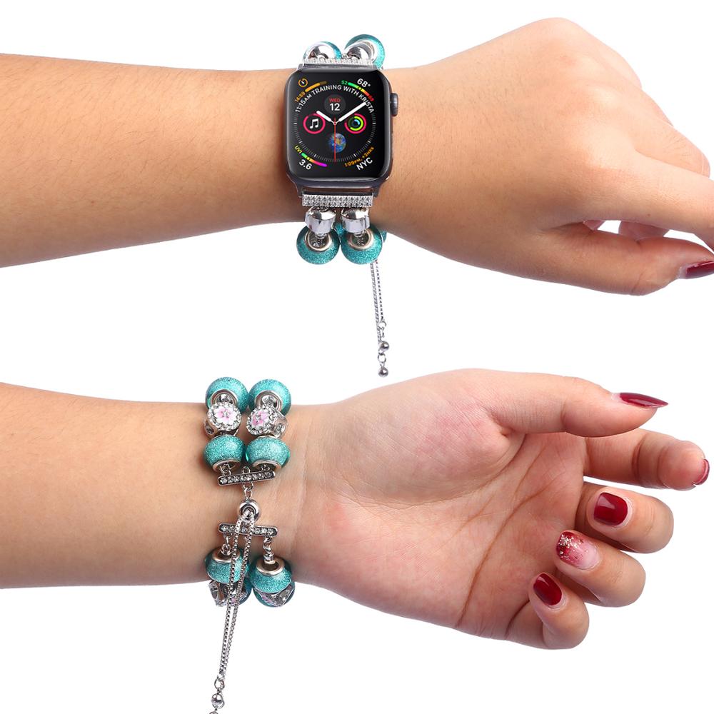 DIY Strap for Apple watch Band 40mm 44mm 42mm 38mm Gilrs/Women Manual Charm bracelet band iWatch series 6 se 5 4 3 2 38 40 42 44