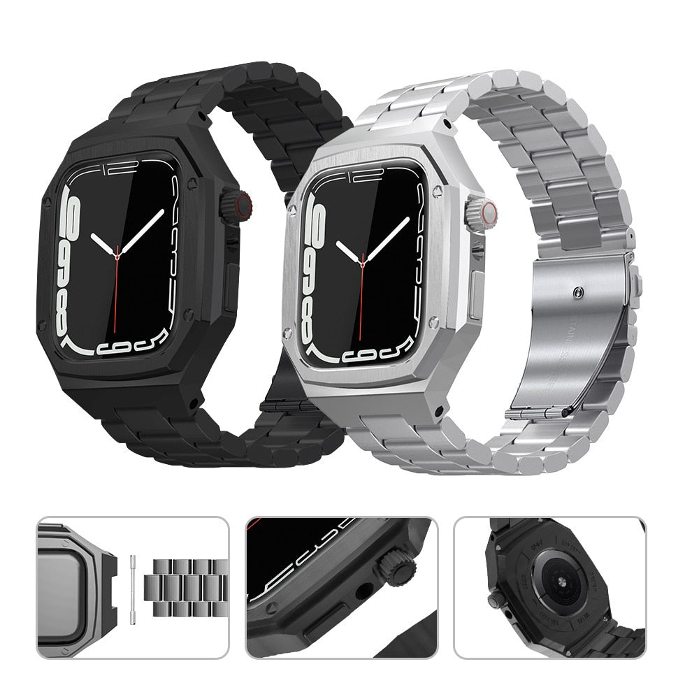 Correa Metal Smart Watchcase For Apple Watch Series 7 6 5 iWatch 45mm 44mm Strap Premium Steel Set Watchband Replacement |Watchbands|