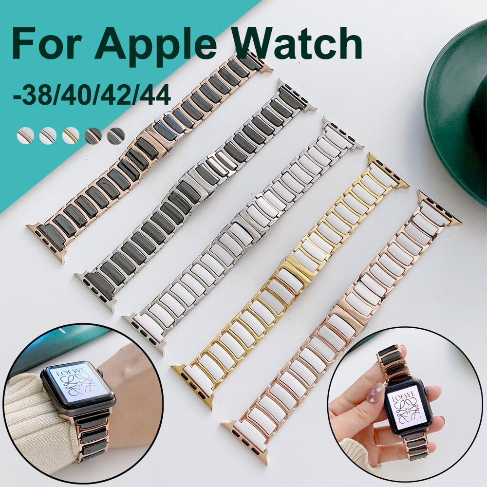 Apple Watch Band Series 7 6 5 luxury Ceramics Stainless Steel Bracelet