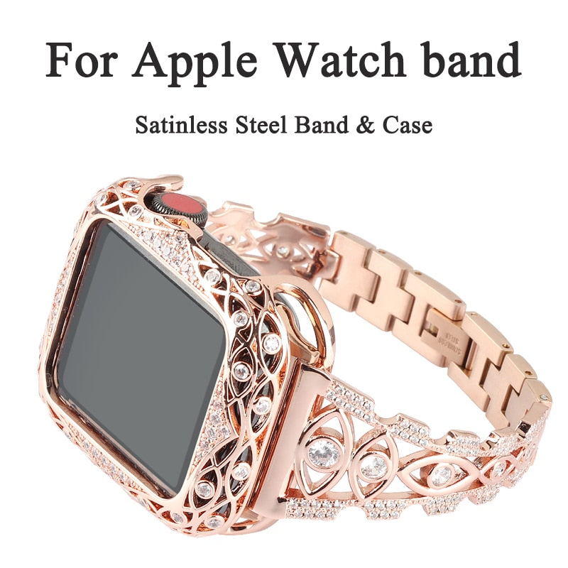 Luxury designer Apple Watch 2pcs Case & band strap set, bling ladies