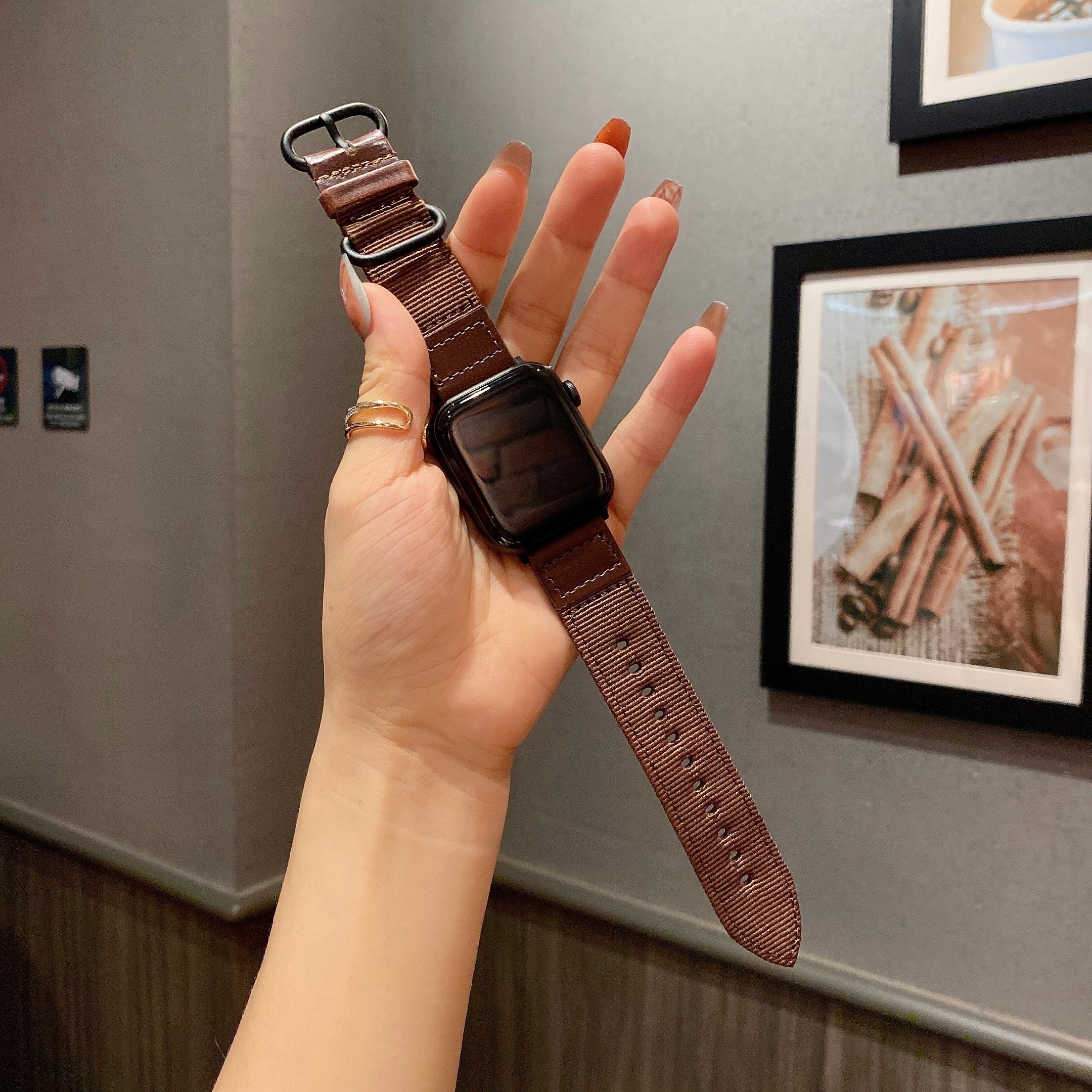 Nylon Leather Strap for Apple Watch Band Series 7 6 5 4 Leisure Men Women  Sports Bracelet iWatch 38mm 40mm 41mm 42mm 44mm 45mm |Watchbands