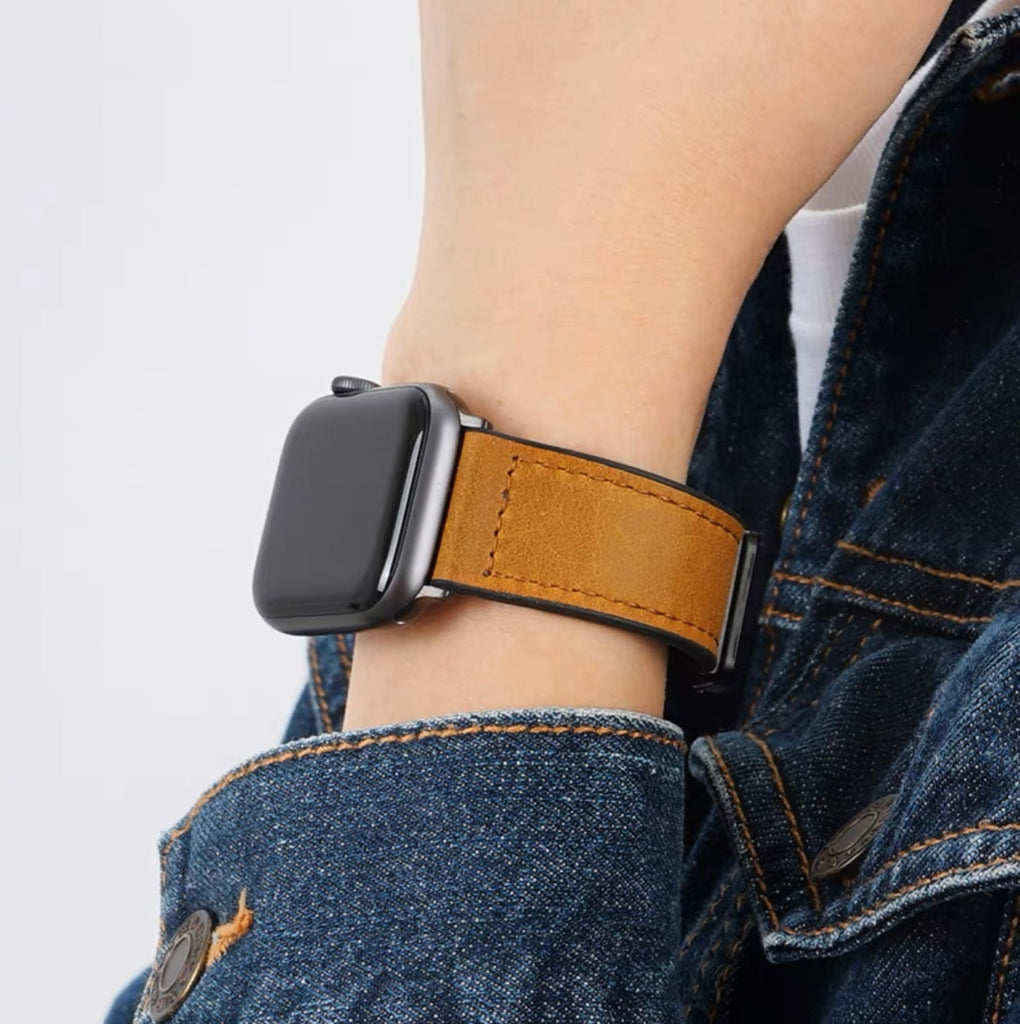 Genuine Leather Strap For Apple Watch Band 44mm 45mm 49mm 42mm 41mm 40mm Silicone Magnetic Buckle Bracelet iWatch 5 6 7 8 Ultra