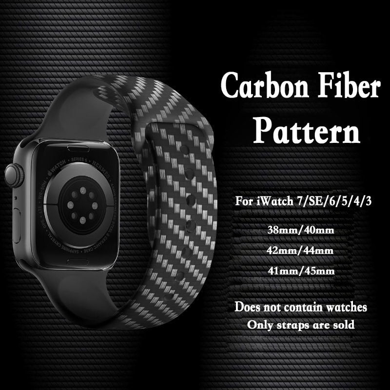 Carbon Fiber Strap Series 7 6 5 4 Silicone Wristband Watchbands