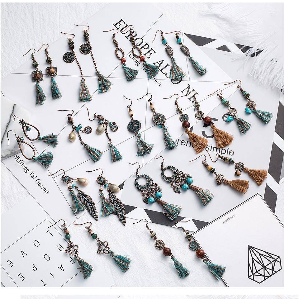 15 Styles, Antique Vintage Bohemian Ethnic Tassel Fringe  Earrings