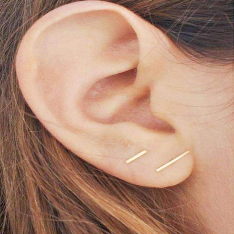 15 Styles, Minimalist Shiny Gold Cute Stud Earrings Stainless Steel