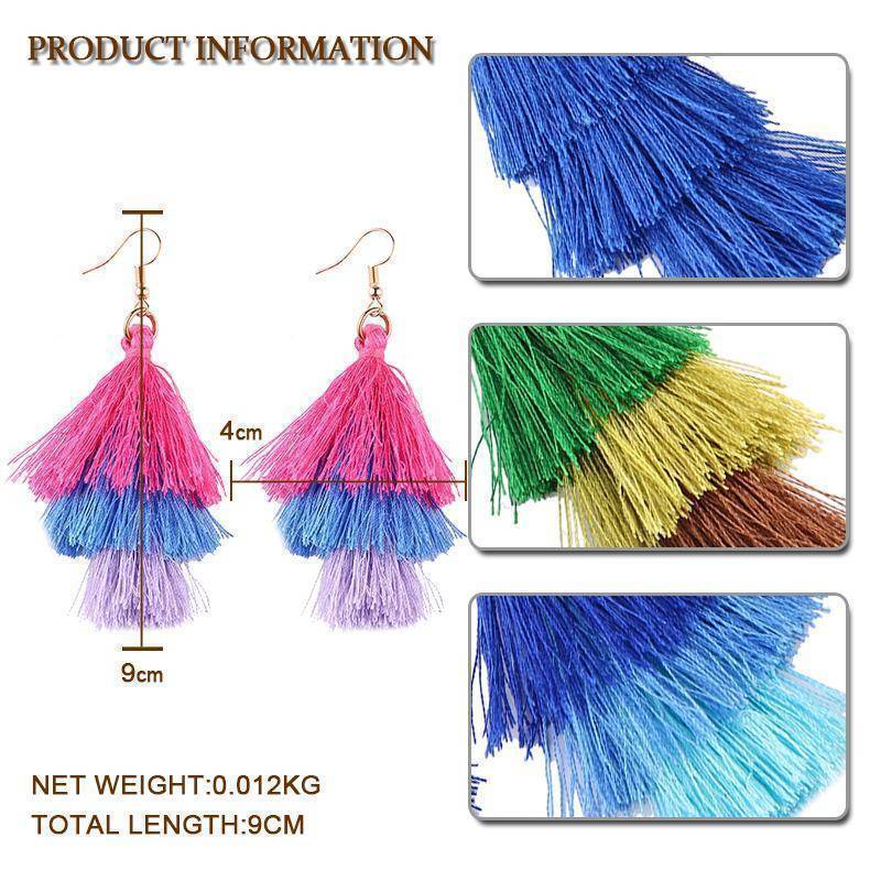 16 Colors, Fringed Statement Tassel Earrings