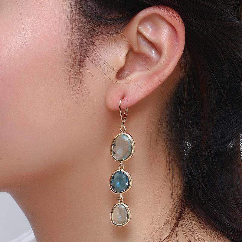 4 Colors, Dangle Crystal Resin Stone Drop Earrings
